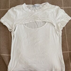 Elegant Cream Layered Short Sleeve Top